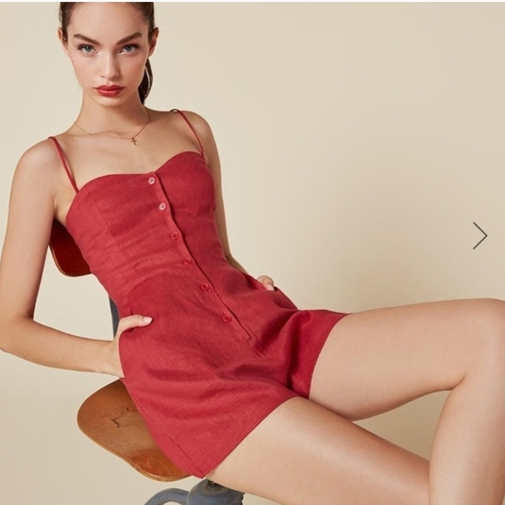 Reformation Blanca Romper Red 00